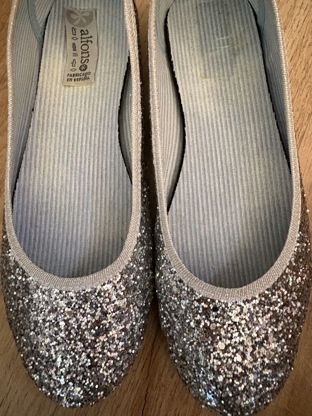 Bailarinas plateadas con purpurina