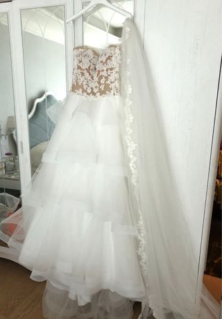 Vestido de Novia Blanco Encaje Tul