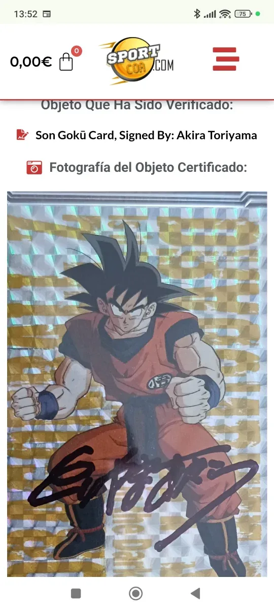 Carta di Cromo Dragon Ball Z autografata