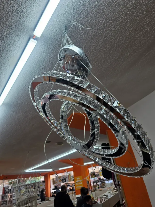 Lámpara colgante espiral cristal y metal