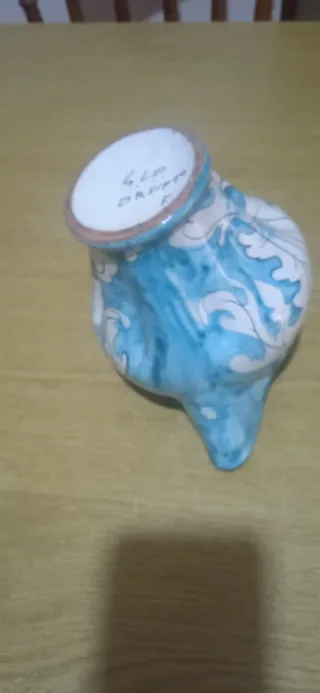 Vaso ceramica decorato blu e bianco