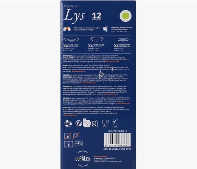 DURALEX Vajilla Lys 12 piezas vidrio - Verde