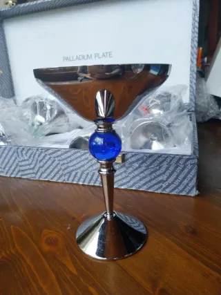 Coppia 4 Calici Martini Metallo Blu