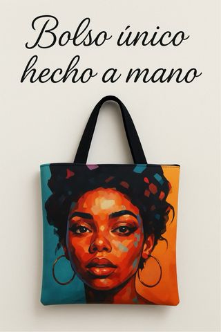 Bolso de tela con estampado de mujer