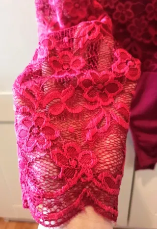 Body de encaje burdeos manga larga