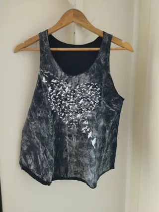 Camiseta Verano Estampado Pájaros Corazón