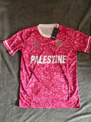 Camiseta PALESTINA rosa y blanca