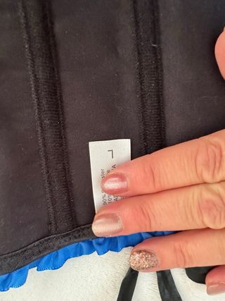 Busto blu damascato con lacci