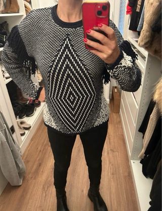Jersey con flecos blanco y negro