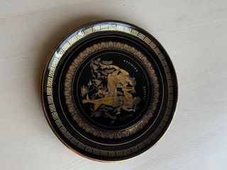 Piatto vintage decorato greco nero
