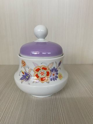 Zuccheriera Bavaria Porcellana Fiori Viola Bianco