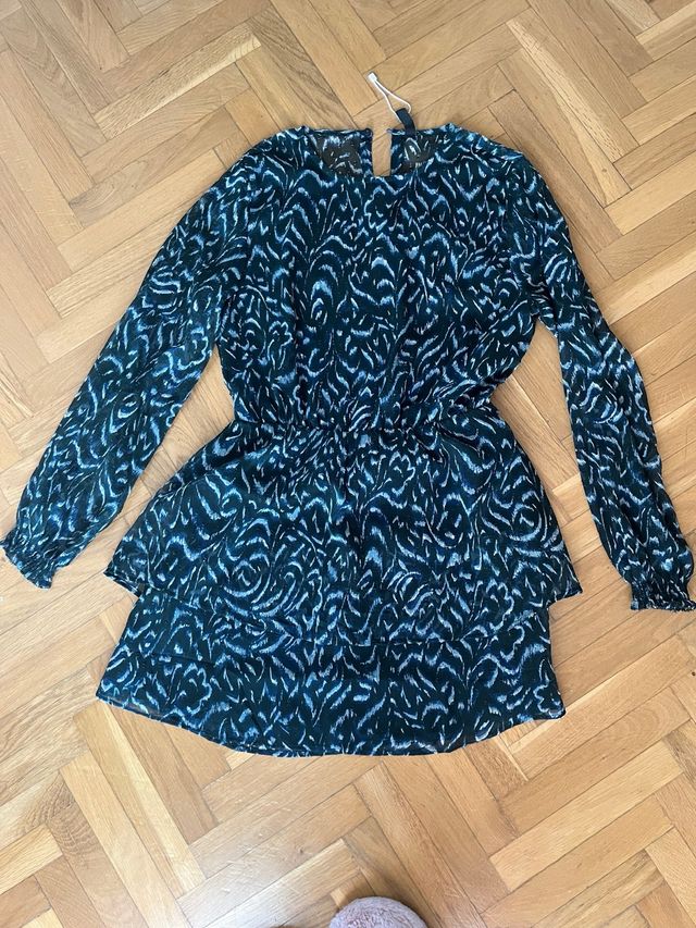 Vestido Mango Negro y Azul Talla M