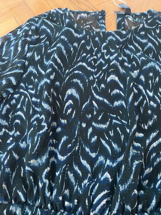 Vestido Mango Negro y Azul Talla M