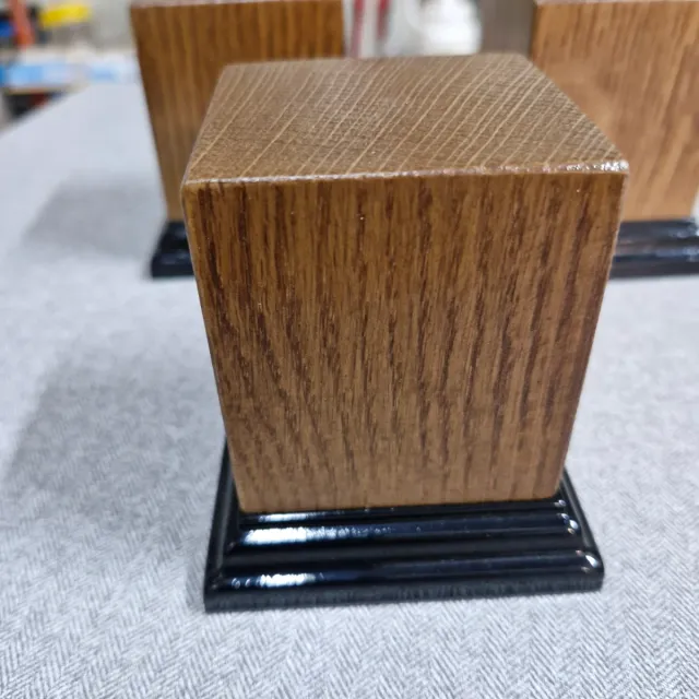 Lote 3 peanas madera roble base negra