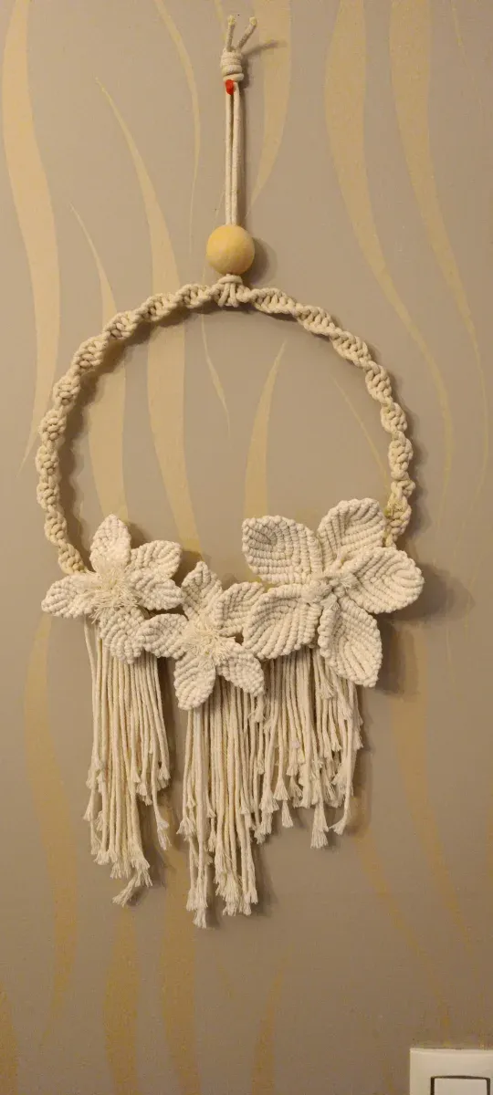 Adorno Macramé Flores Puerta/Pared