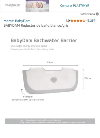 BabyDam Reductor Bañera Blanco/Gris