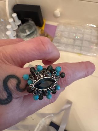 Anello Swarovski Cristalli Blu e Turchese