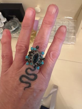 Anello Swarovski Cristalli Blu e Turchese