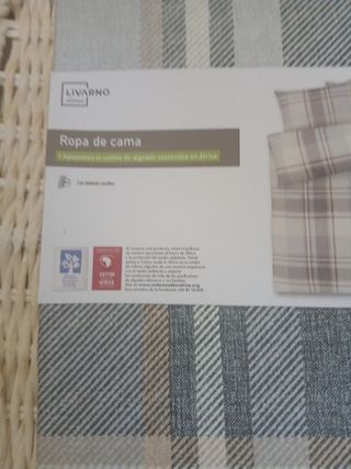 Ropa de cama algodón beige y gris