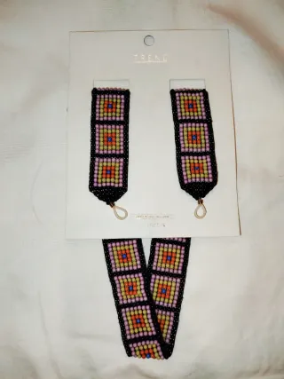 Collana porta occhiali perline colorate, nuova