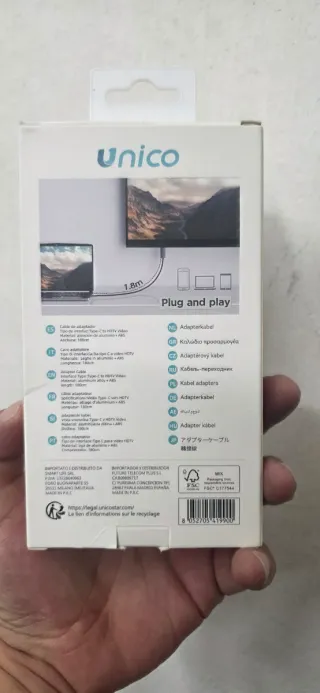 Cable HDMI a Tipo C Unico 1.8m solo en mano