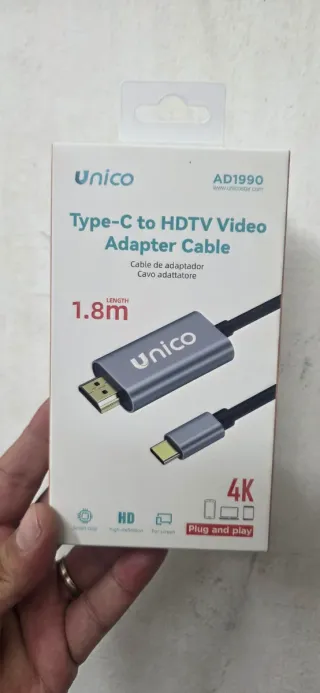 Cable HDMI a Tipo C Unico 1.8m solo en mano