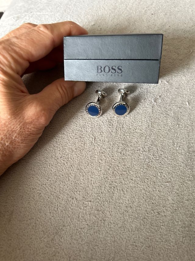 Gemelos Hugo Boss Azules y Plateados
