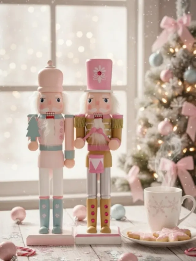 2 Quebra-Nozes de Natal Dourado e Rosa