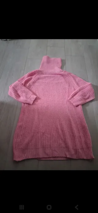 Maglione abito collo alto rosa