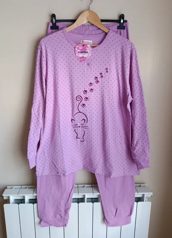 Pijama Lila Gato Estampado Talla 3XL
