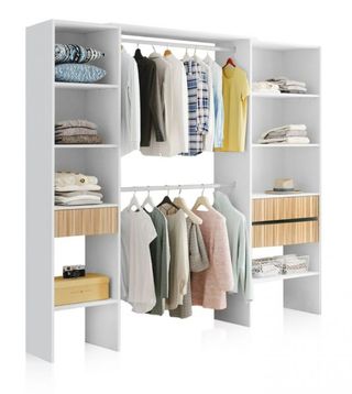 Armario puertas correderas madera y blanco