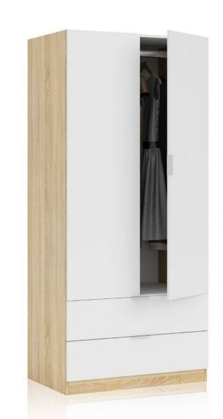 Armario puertas correderas madera y blanco