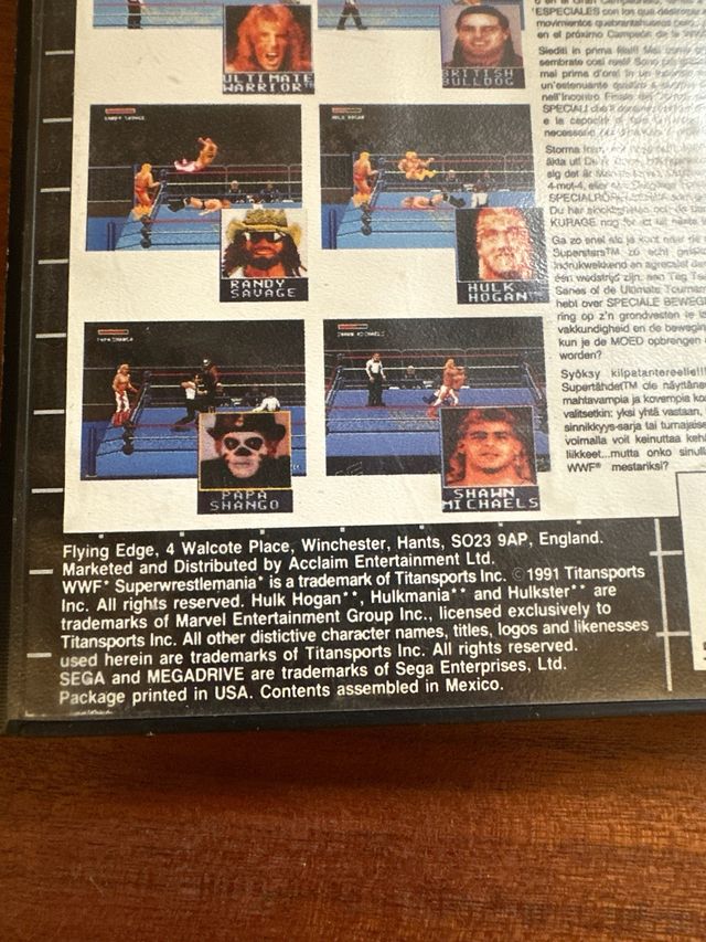 Videojuego Super WrestleMania SEGA Mega Drive