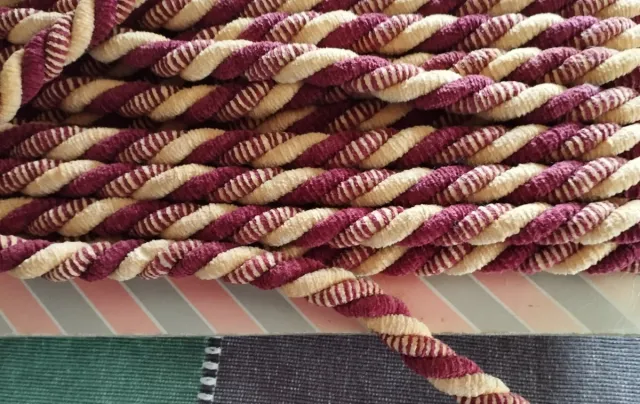 Cordón trenzado burdeos y beige