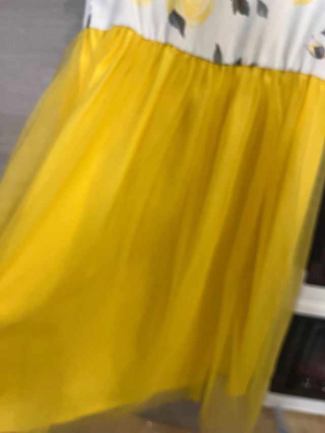 Vestito bambina fiori gialli e tulle 140 cm