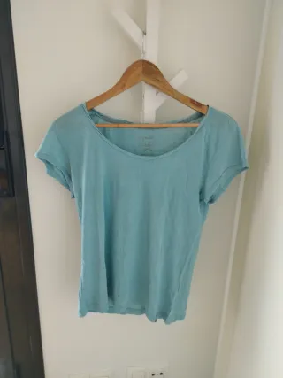 Camiseta manga corta color verde azulado