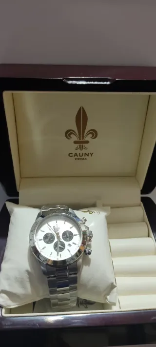 Reloj CAUNY Hombre Plata Blanco Sin Estrenar