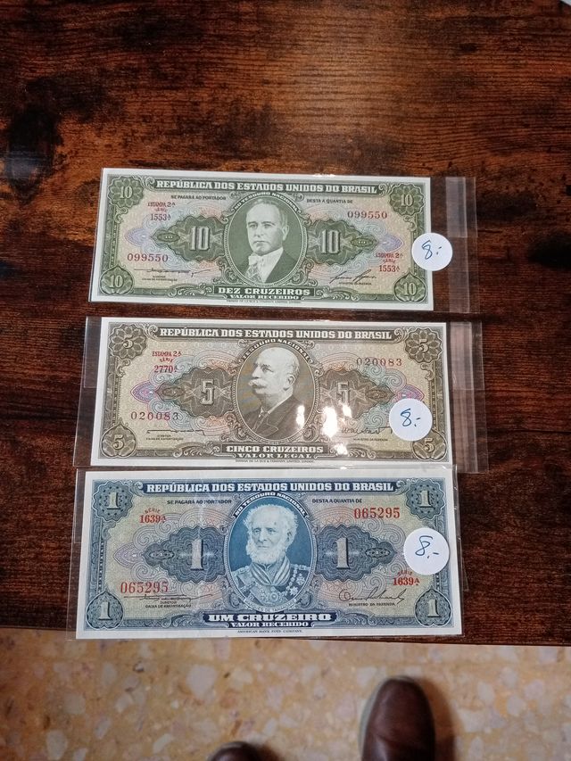 6 Billetes de Brasil y Portugal