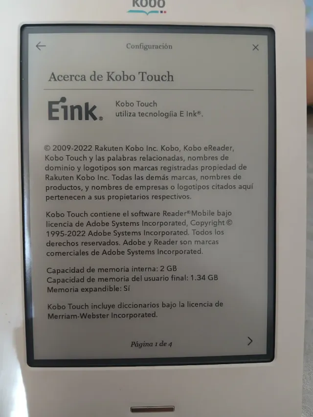 Lector de libros Kobo blanco