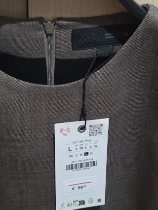 Vestido Zara Gris Nuevo. Talla L . De vestir.