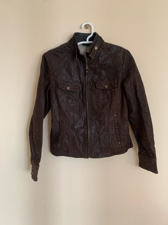 Cazadora Piel Vintage Marrón
