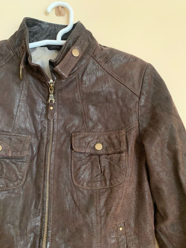 Cazadora Piel Vintage Marrón