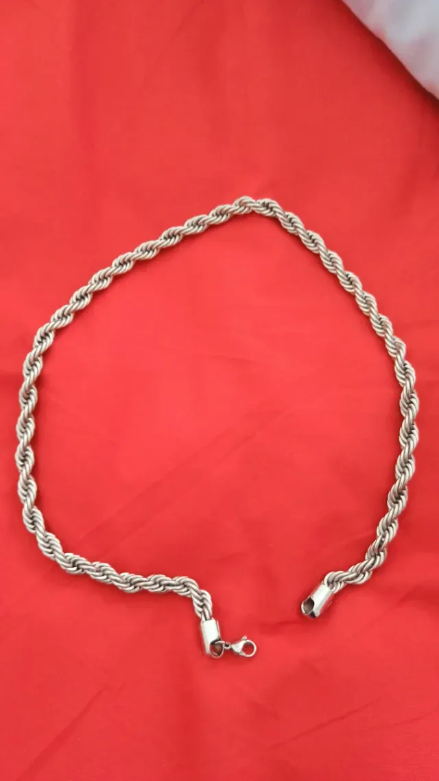 Collar cadena  estilo soga, cordón acero