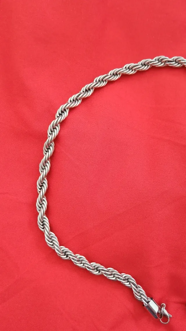 Collar cadena  estilo soga, cordón acero