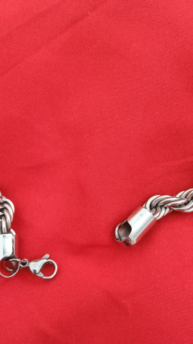 Collar cadena  estilo soga, cordón acero