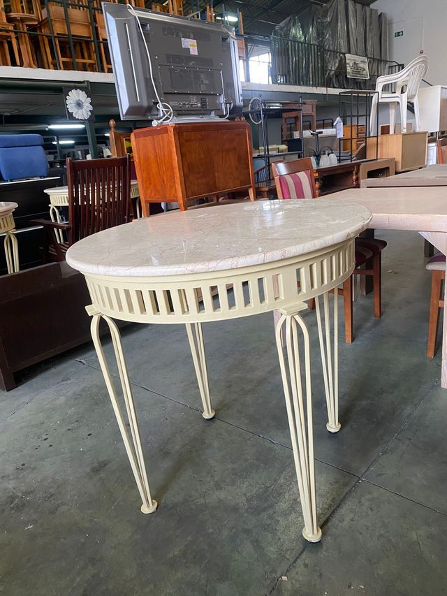 Mesa redonda forja y mármol