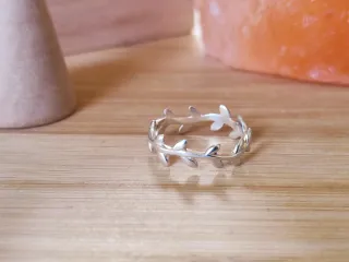 Anillo Plata 925 Hojas Ajustable