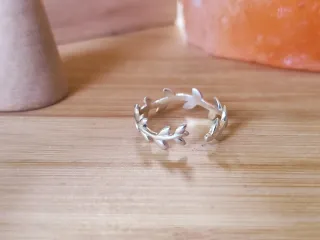 Anillo Plata 925 Hojas Ajustable