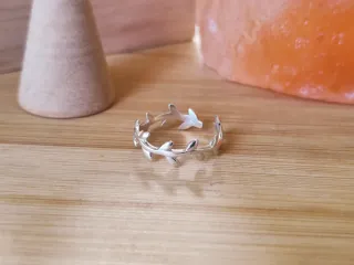 Anillo Plata 925 Hojas Ajustable