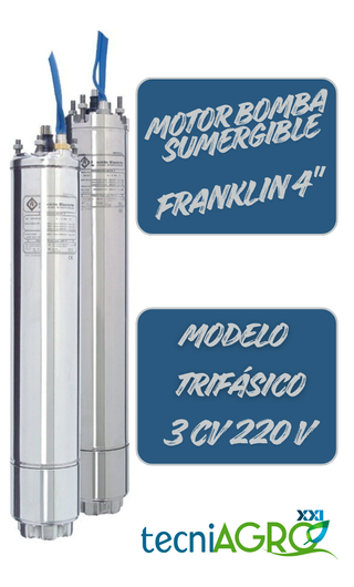 Motor Bomba Pozo 4" Franklin 3 CV trifásico 220 V